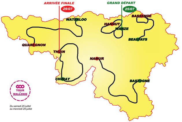 2015 Tour de Wallonie map